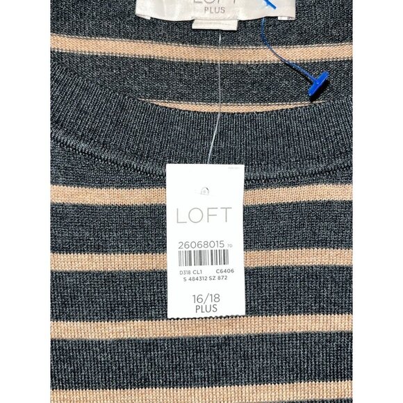 NWT Loft Striped Long Sleeve Cozy Sweater Dress Women's Plus Size 16/18 Stretcy - Picture 4 of 10